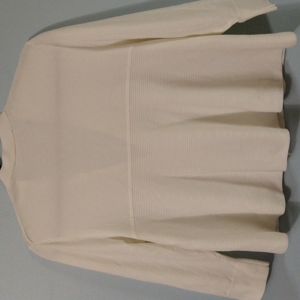 Cardigan One Button Sweater Flare Bottom 3/4 Sleeves Size LP #W-842 - Picture 4 of 14
